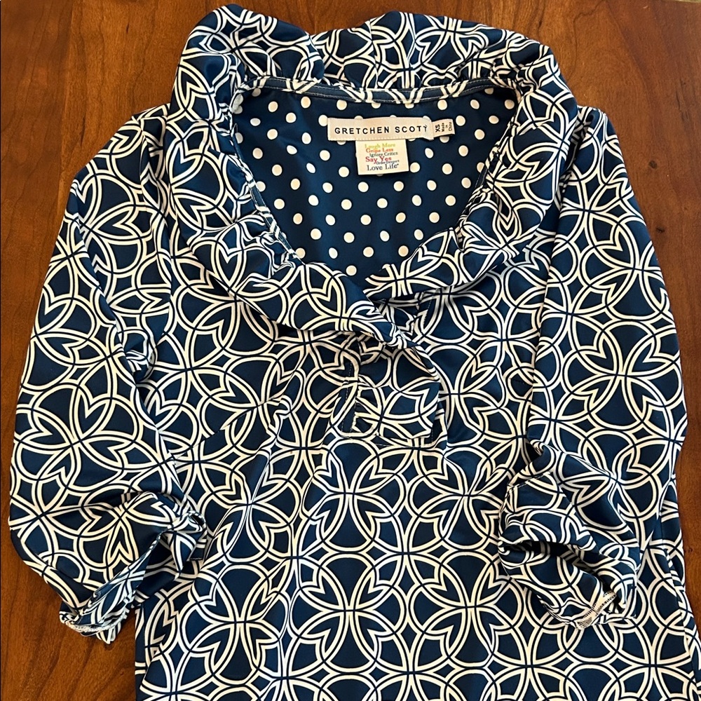 Gretchen Scott Designs Navy and White Long Sleeve Dress size XS